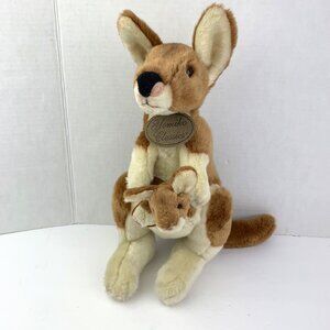 VTG Russ Berrie Mommy & Joey Kangaroo Pocket Plush Stuffed Animal 14"